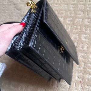 JWPEI Mini Flap Crossbody - Black Croc